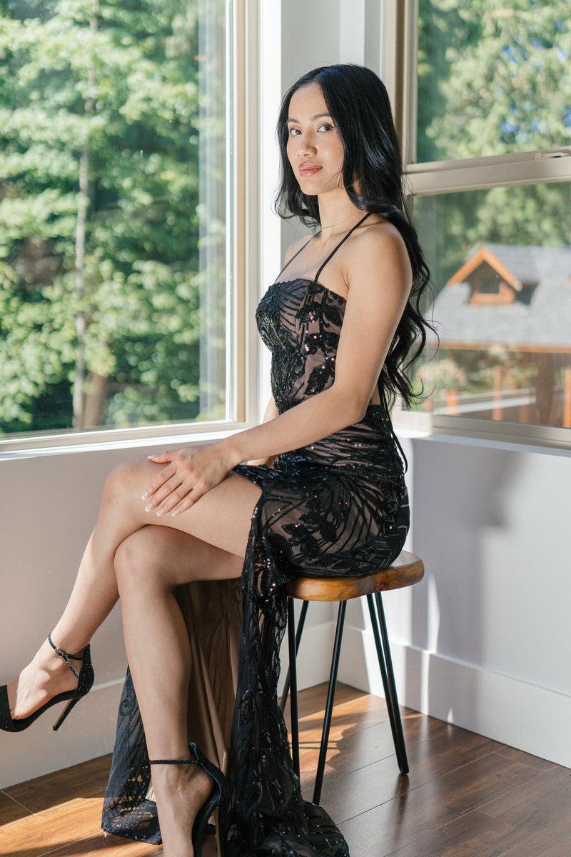 Le Chateau Black Evening Gowns/Prom Dress