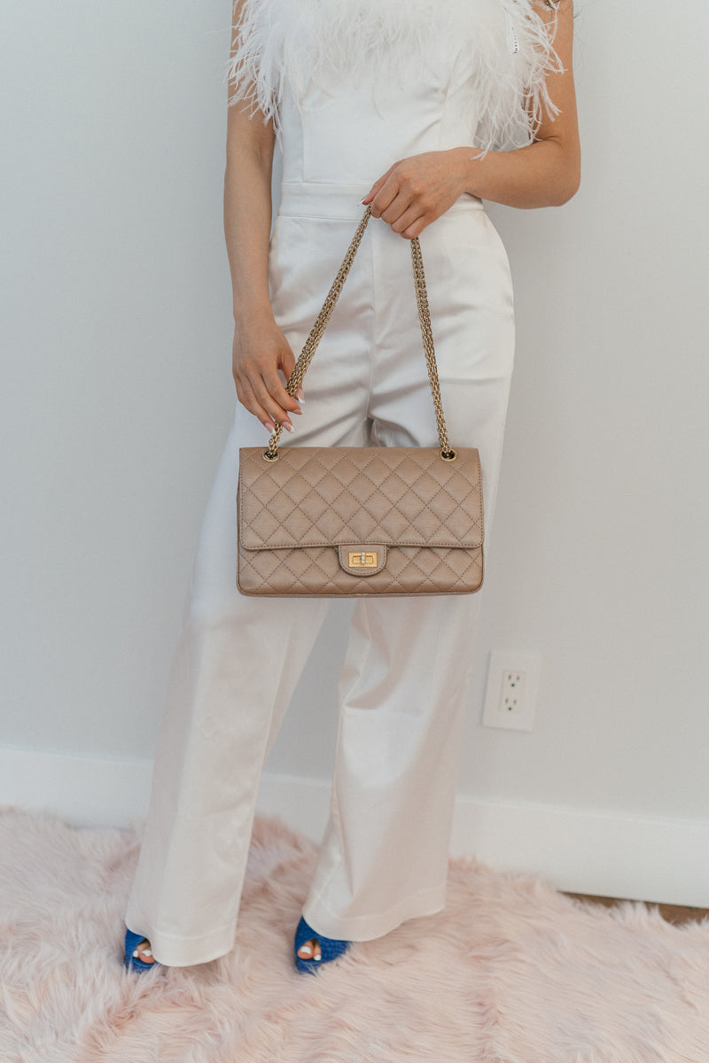 Beige Chanel 2.55 Cross Body Bag