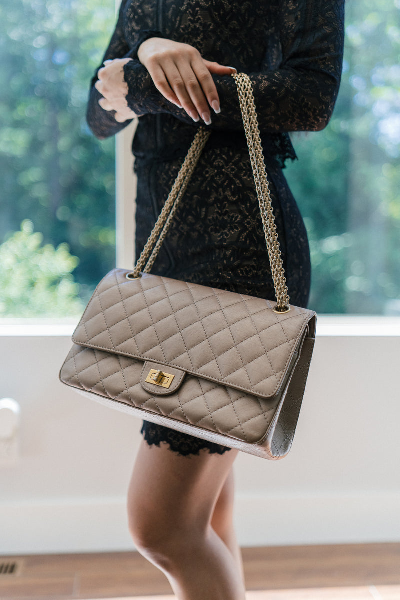Beige Chanel 2.55 Cross Body Bag