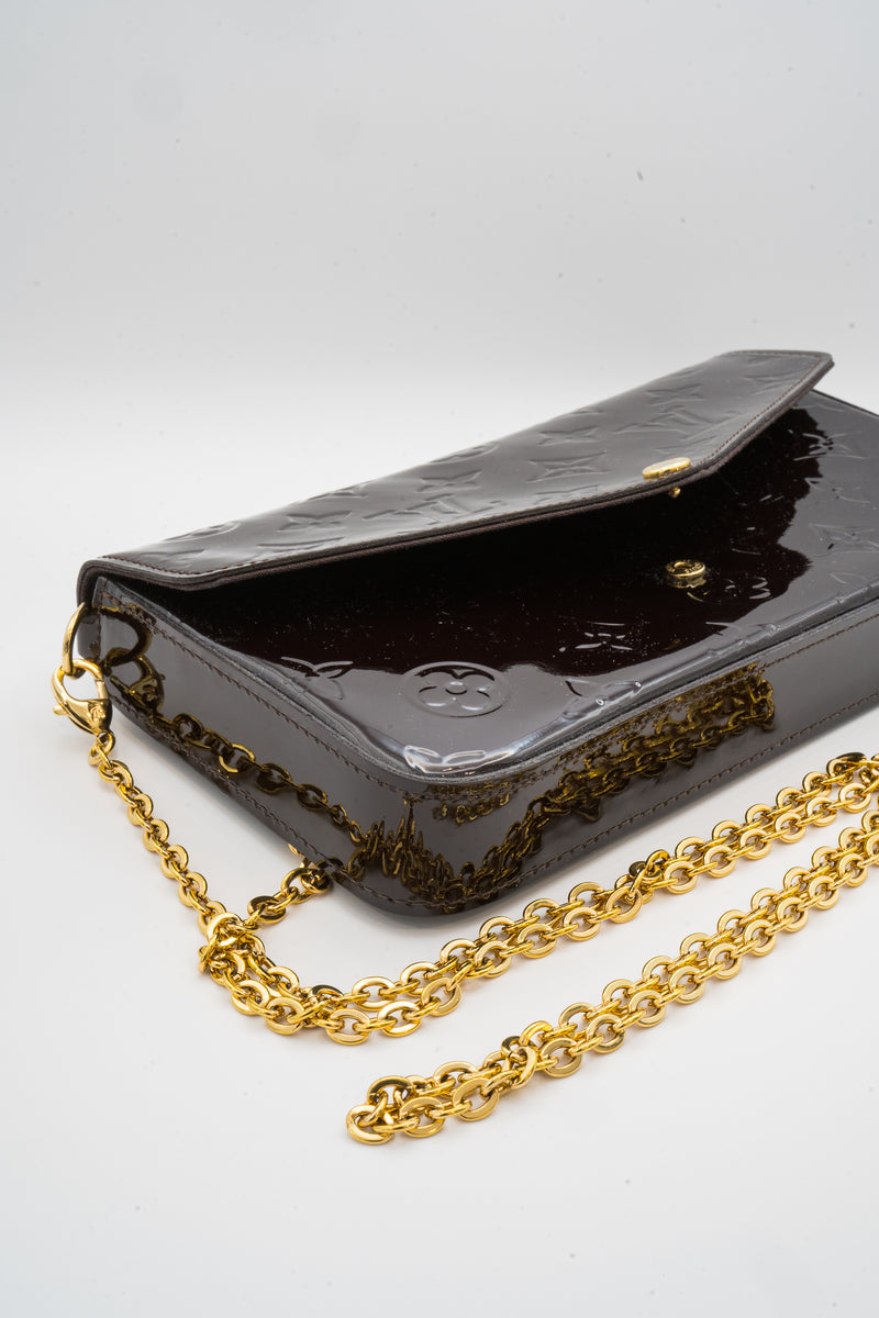 Louis Vitton Purple Monogram Vernis Pochette Felicie