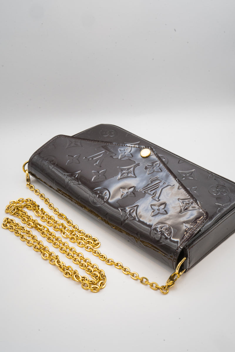 Louis Vitton Purple Monogram Vernis Pochette Felicie