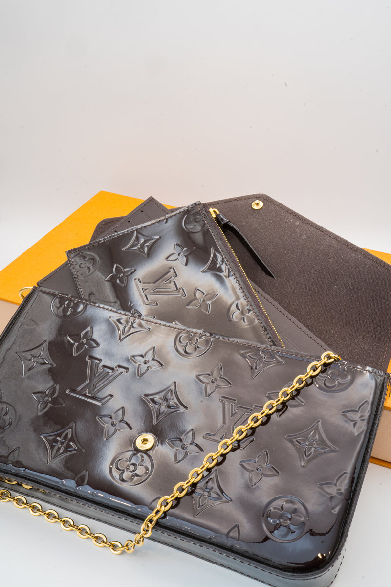 Louis Vitton Purple Monogram Vernis Pochette Felicie